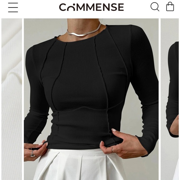 Commense Tops - Commense Basic Piping Long Sleeve Top